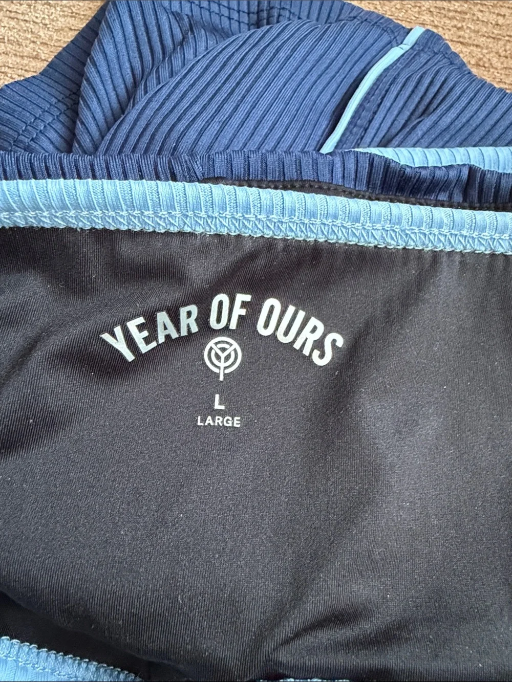 Year of Ours blue top and biker shorts set